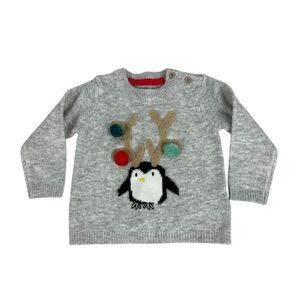 Marks & Spencer Grey Marl Reindeer Sweater U.S. size 24 Months